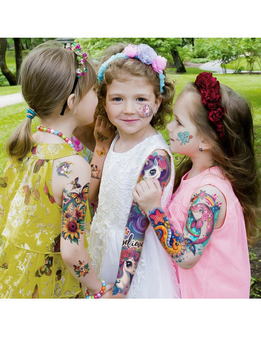 52 Hojas de Tatuajes Temporales Metuu para Niños - Animales y Más