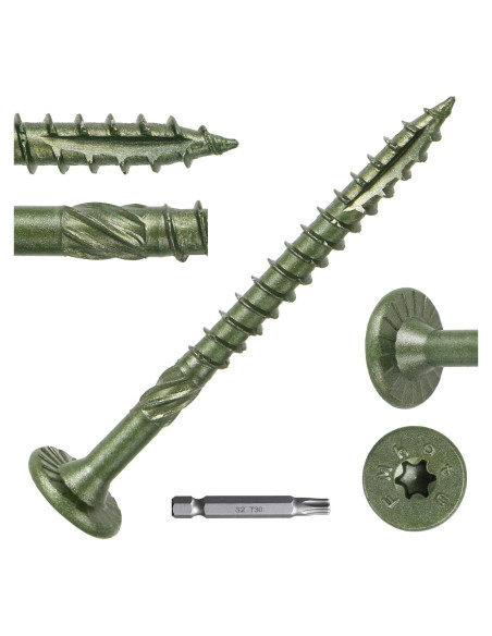 Tornillos para Deck de Exterior FMhotu 2.9" Verde 50 Pcs