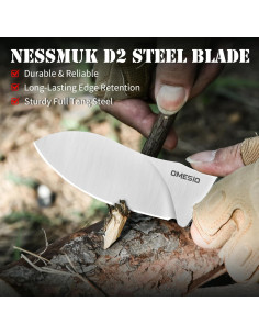 Cuchillo de Caza Omesio D2 Nessmuk con Funda Kydex 22.5 cm 2