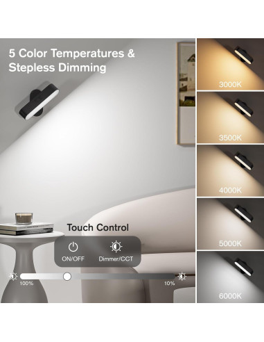 Aplique de Pared Inalámbrico Hensam LED Recargable 5 Colores