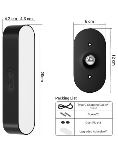Aplique de Pared Inalámbrico Hensam LED Recargable 5 Colores
