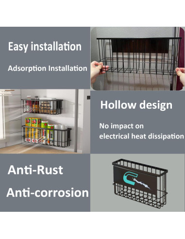 Estante Magnético Grande Negro Genérico para Cocina 4.54 kg