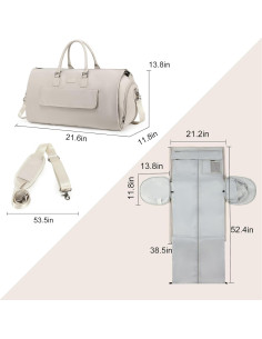 Bolsa de Ropa Sunborls 2 en 1 Beige - Duffle y Traje 55x30x35cm 2
