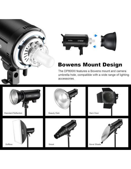 Flash de Estudio Godox DP800III 800Ws Inalámbrico 5600K