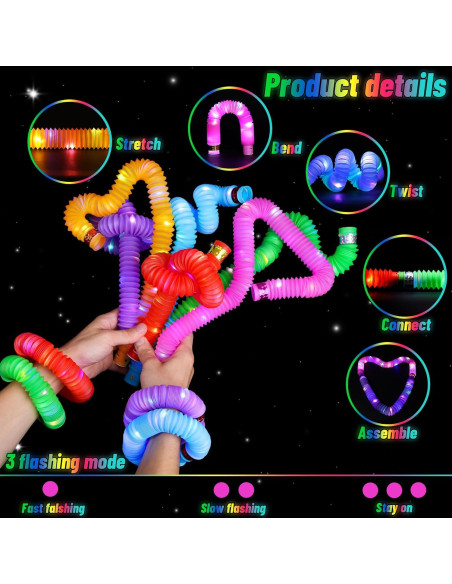 76 Piezas Tubos Brillantes y Gafas LED Oleitodh - Juguetes de Fiesta