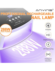 Lámpara de Uñas Inalámbrica ANYINS 288W UV LED 8 Horas 2