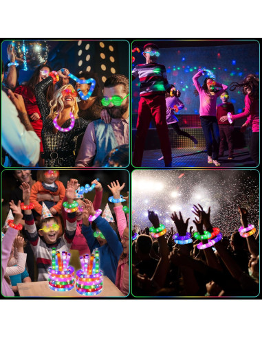 76 Piezas Tubos Brillantes y Gafas LED Oleitodh - Juguetes de Fiesta