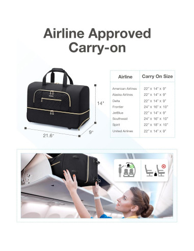 Bolsa de Viaje Rodante BAGSMART 45L con Compartimento para Zapatos