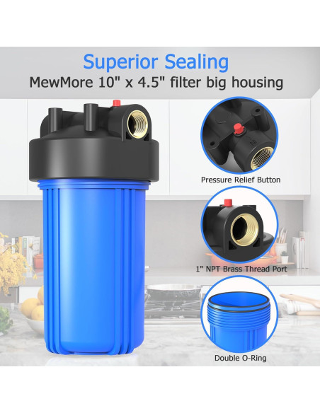 Filtro de Agua MewMore WHB10 para Casa, 10"x4.5", 75.71 L/min