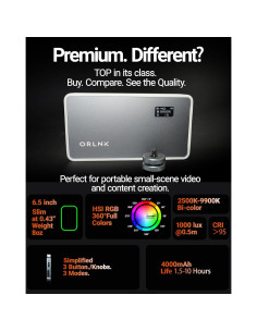 Luz de Video RGB Portátil ORLN'K 6.5" Aluminio 4000mAh 2