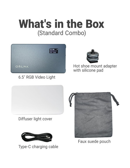 Luz de Video RGB Portátil ORLN'K 6.5" Aluminio 4000mAh