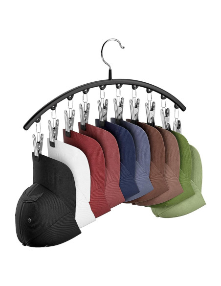 Organizador de Sombreros Cuipingoo Negro - Soporte Colgante 10 Clips Organizador de Sombreros Cuipingoo Negro - Soporte Colgante 10 Clips