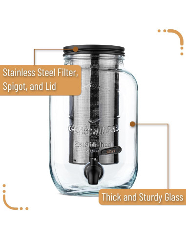 Cafetera de Cold Brew BTaT 3.78L Negra con Filtro Reutilizable