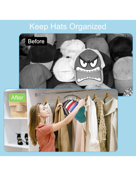 Organizador de Sombreros Cuipingoo Negro - Soporte Colgante 10 Clips Organizador de Sombreros Cuipingoo Negro - Soporte Colgante 10 Clips