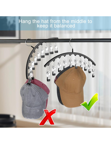 Organizador de Sombreros Cuipingoo Negro - Soporte Colgante 10 Clips Organizador de Sombreros Cuipingoo Negro - Soporte Colgante 10 Clips