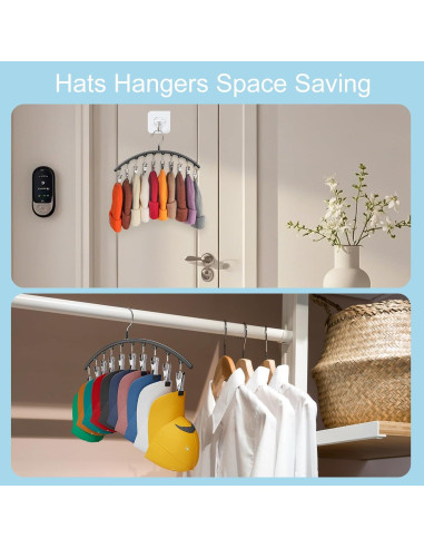 Organizador de Sombreros Cuipingoo Negro - Soporte Colgante 10 Clips