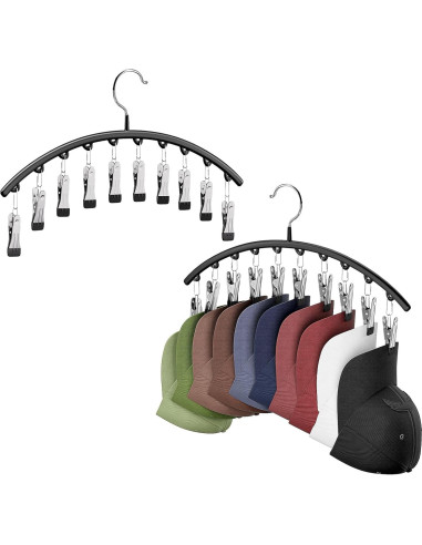 Organizador de Sombreros Cuipingoo Negro - Soporte Colgante 10 Clips