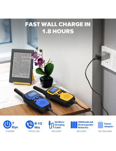 Walkie Talkies WisHouse M9 Recargables 2 Vías para Niños y Adultos