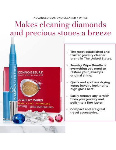 Limpiador de Joyería Connoisseurs Dazzle Stik + Toallitas