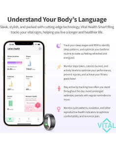 Anillo Inteligente Vital Health Negro - Seguimiento Fitness y Sueño 2