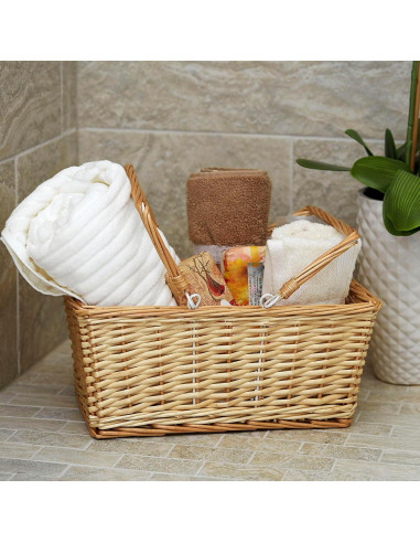 Cesta de Mercado Tejida Esenciales para el Hogar Natural 24x34x18cm