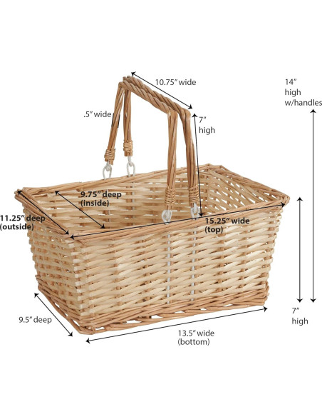Cesta de Mercado Tejida Esenciales para el Hogar Natural 24x34x18cm