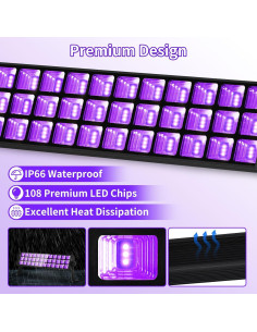 Barra de luz negra LED 72W ISUERFY IP66 108 LEDs 42.93cm 2