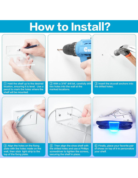 Estante de Exhibición de Zapatos Flotante DILIBRA 12 Pcs LED Estante de Exhibición de Zapatos Flotante DILIBRA 12 Pcs LED