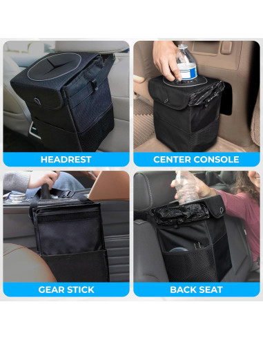 Basurero de Coche EcoNour 5.68L Impermeable Colgante Negro