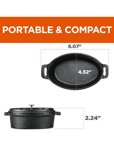 Plato de Casserole Mini Commercial Chef Hierro Fundido 0.63L