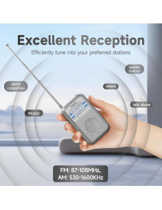 Radio Portátil AM FM PRUNUS DE333 Compacta con Excelente Recepción 2