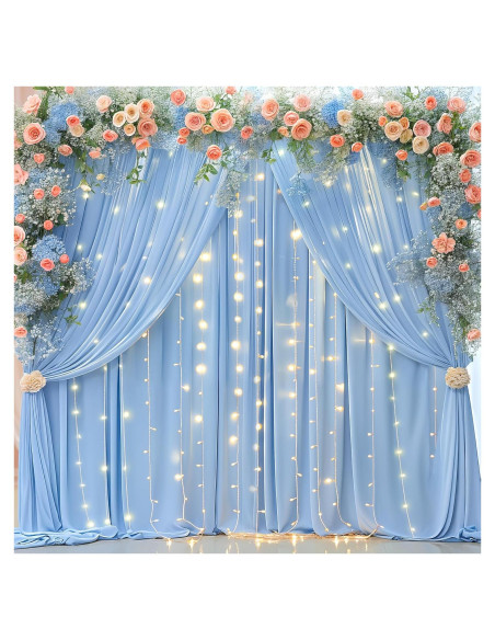 Cortinas de Fondo Azules con Luces Partisky 2 Paneles 3x3m