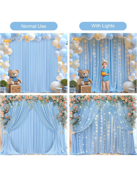 Cortinas de Fondo Azules con Luces Partisky 2 Paneles 3x3m