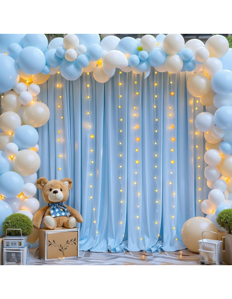 Cortinas de Fondo Azules con Luces Partisky 2 Paneles 3x3m