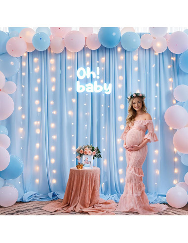 Cortinas de Fondo Azules con Luces Partisky 2 Paneles 3x3m