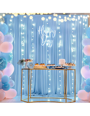 Cortinas de Fondo Azules con Luces Partisky 2 Paneles 3x3m