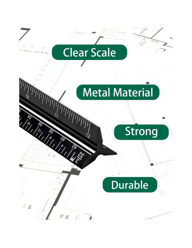 Regla de Escala Triangular Gwybkq 3 Paquetes Aluminio 30.48 cm