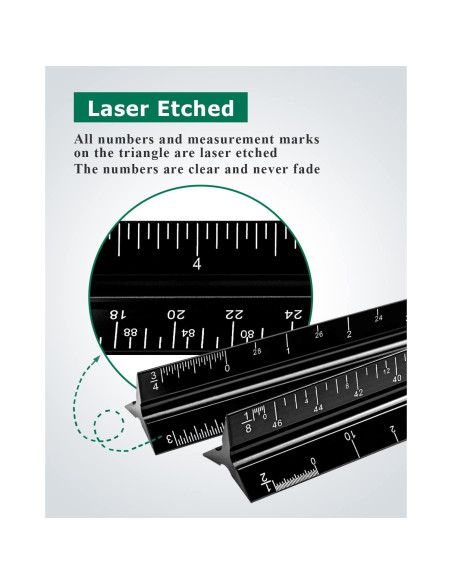 Regla de Escala Triangular Gwybkq 3 Paquetes Aluminio 30.48 cm