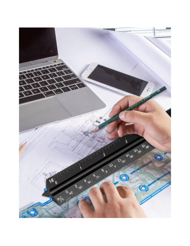 Regla de Escala Triangular Gwybkq 3 Paquetes Aluminio 30.48 cm