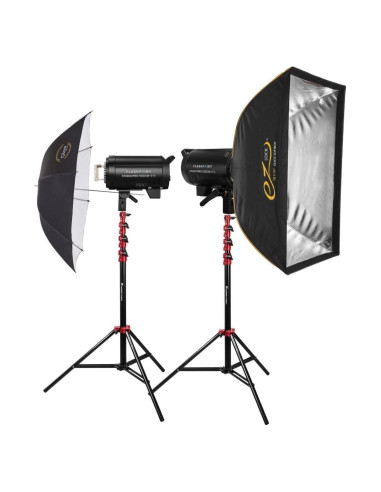 Kit de Flash de Estudio Flashpoint Pro 1000 III-V 1000W con Soportes y Softbox