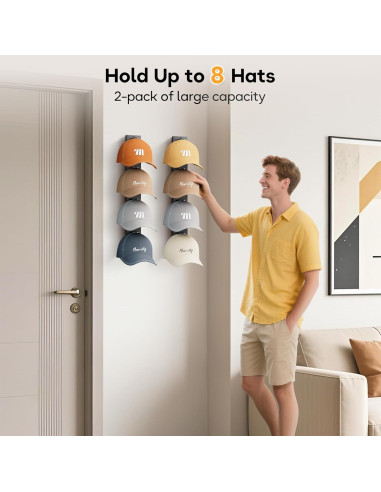 Organizador de Sombreros MISSLO Negro para Pared - Paquete de 2