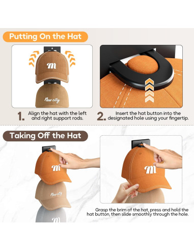 Organizador de Sombreros MISSLO Negro para Pared - Paquete de 2