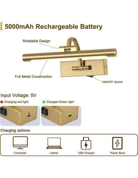 Luz de Imagen Inalámbrica Recargable DESOOP 30.48 cm Bronce