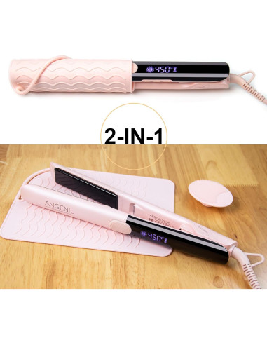 Plancha de Pelo ANGENIL 2 en 1 Titanio Doble Voltaje Rosa