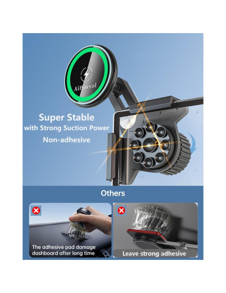 Cargador Soporte para Teléfono Tesla AiHiwvol 15W Qi2