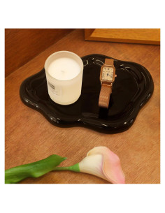 Plato de Joyería Cerámica CCINPPY Nube Negro 19.6x13.5 cm