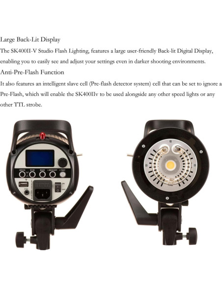 Flash de Estudio Godox SK400II-V 400W con LED y Control Inalámbrico