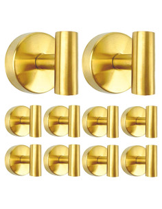 10 Ganchos de Toalla de Ventosa BIRDDIE Acero Inoxidable Dorado