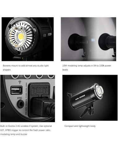 Flash de Estudio Godox SK400II-V 400W con LED y Control Inalámbrico