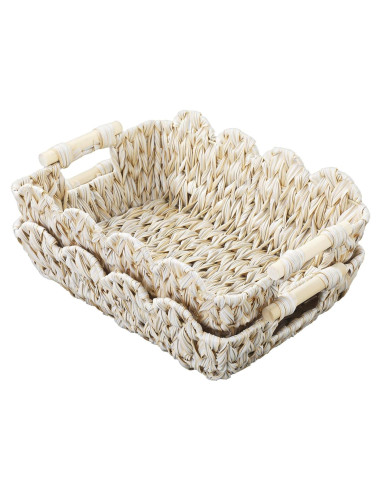 Cestas de Mimbre Tejidas a Mano Coeusy - 2 Piezas 39x28 cm